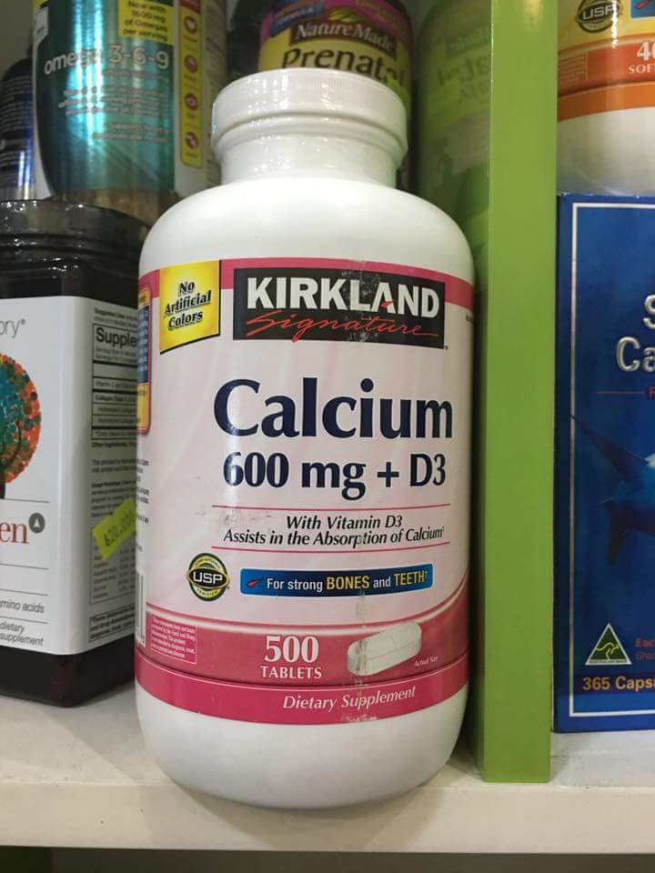 Thuốc Bổ Sung Canxi Kirkland Calcium 600mg + D3 hộp 500 viên của Mỹ